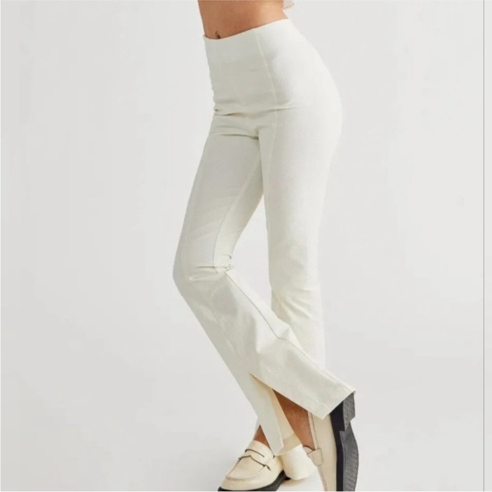 Free People Real Deal, Slit Front, Cream Boot Cut Flare Pants